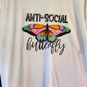 Womens XL Anti Social Butterfly Tshirt